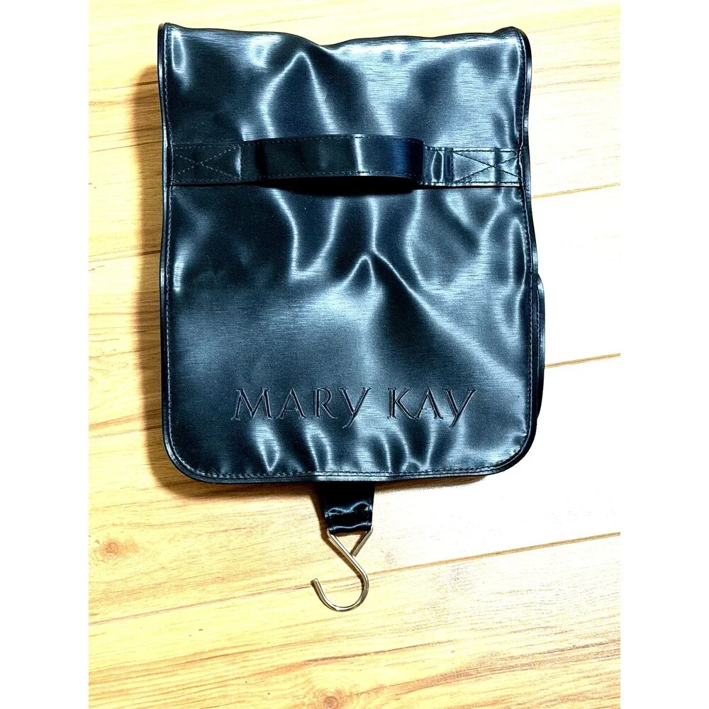 MARY KAY TRAVEL ROLL UP BAG ORGANIZER HANGING W/ 4 REMOVABLE POUCHES BLACK